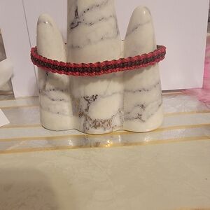 Red and brown Square-knot Macrame Bracelet